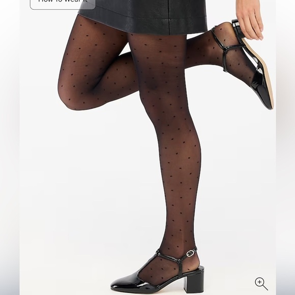 J crew Demisheer black polka-dot tights medium - Picture 2 of 4